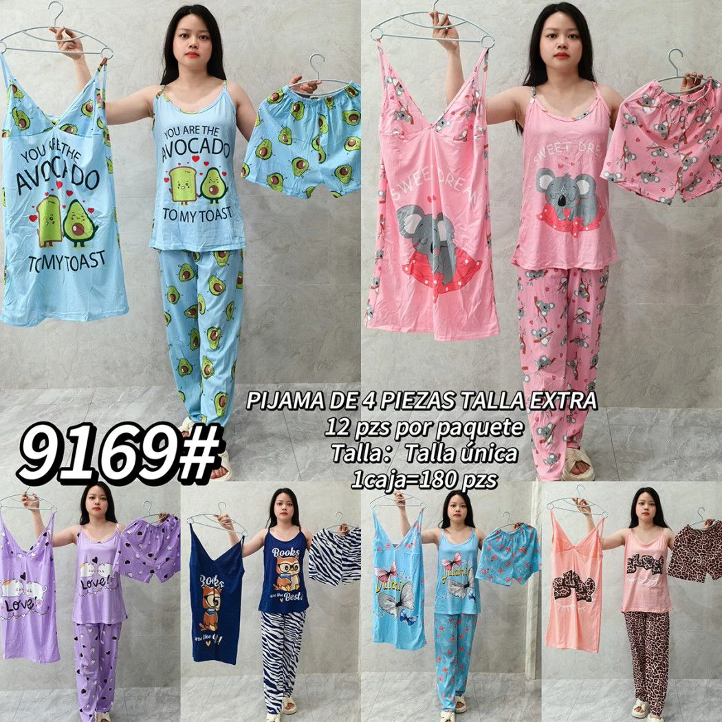 Pijama de 4 piezas para mujer-9169