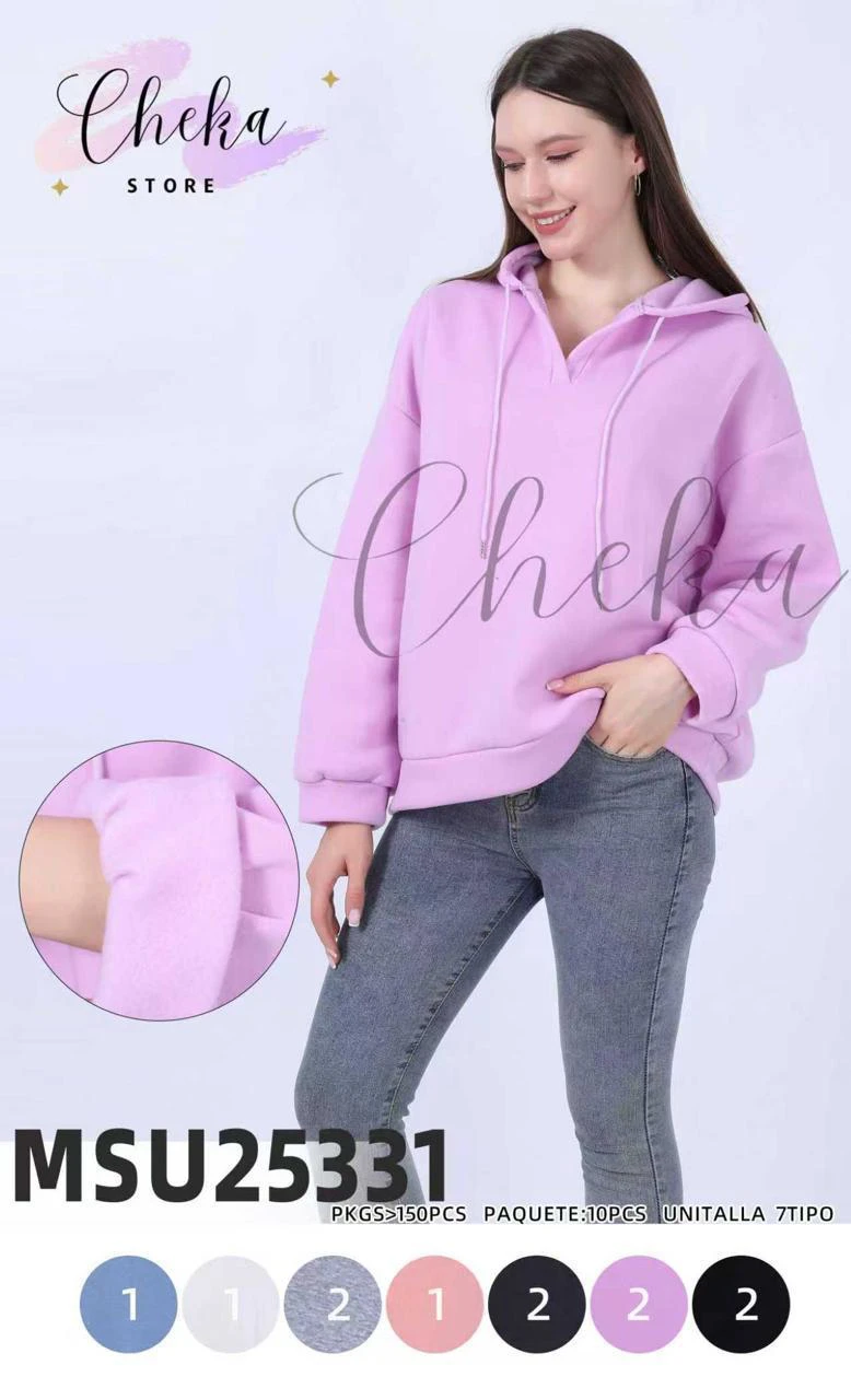 Sudadera con capucha de cuello V-MSU25331
