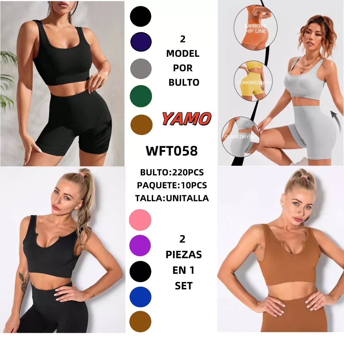 Conjunto deportivo de top y shorts-WFT058