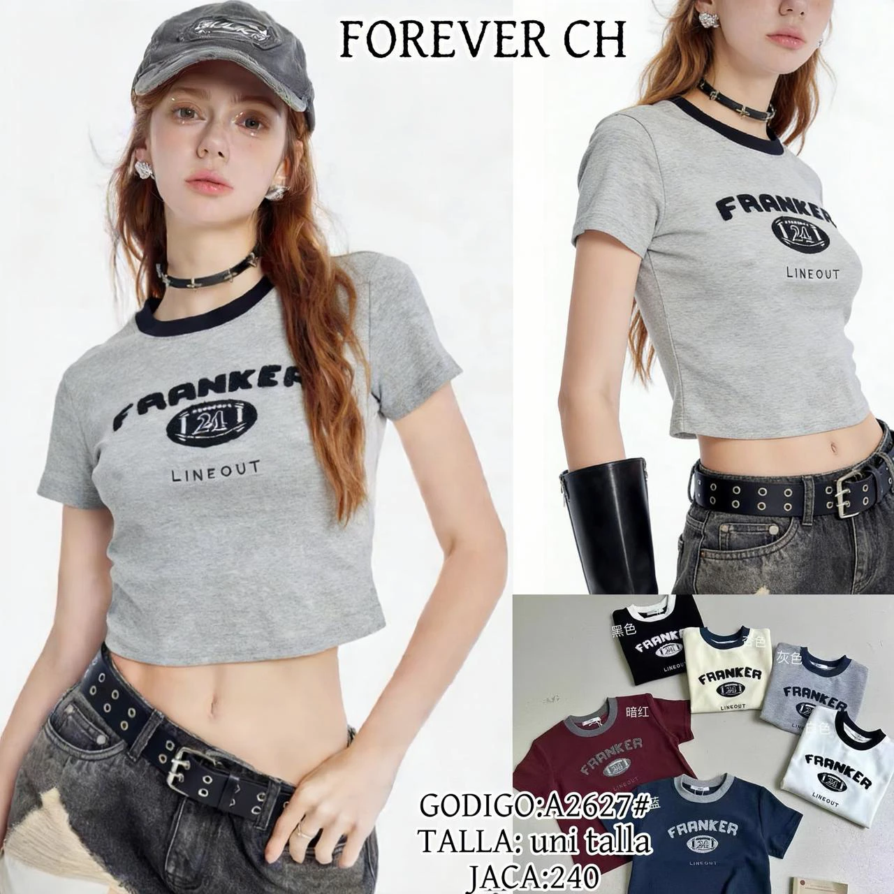 Playera Manga corta con texto-A2627