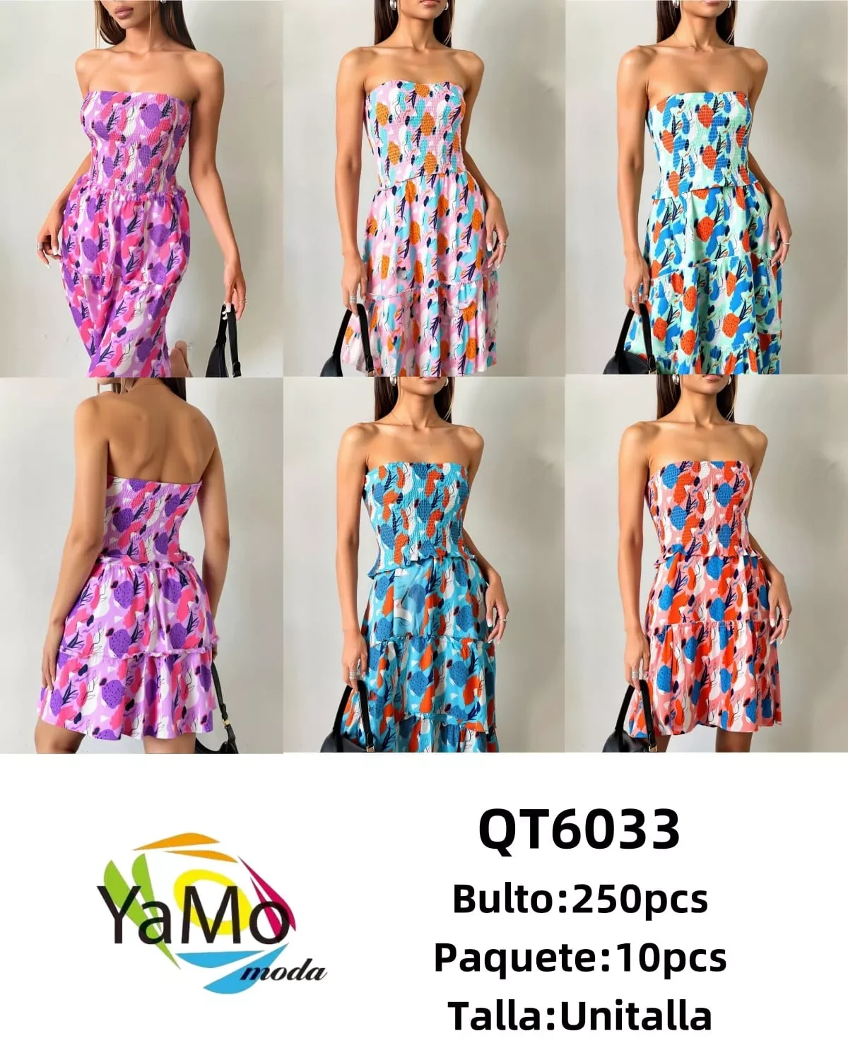 Vestido strapless estampado-QT6033