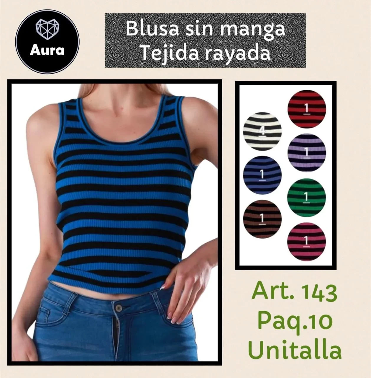 Blusa Sin Mangas Rayada-143