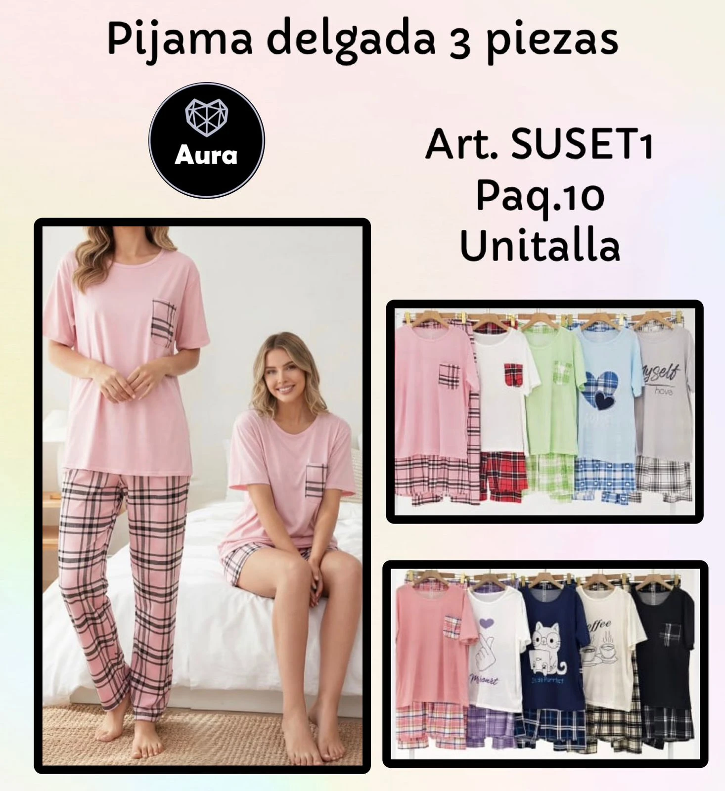 Pijama delgada de 3 piezas-SUSET1