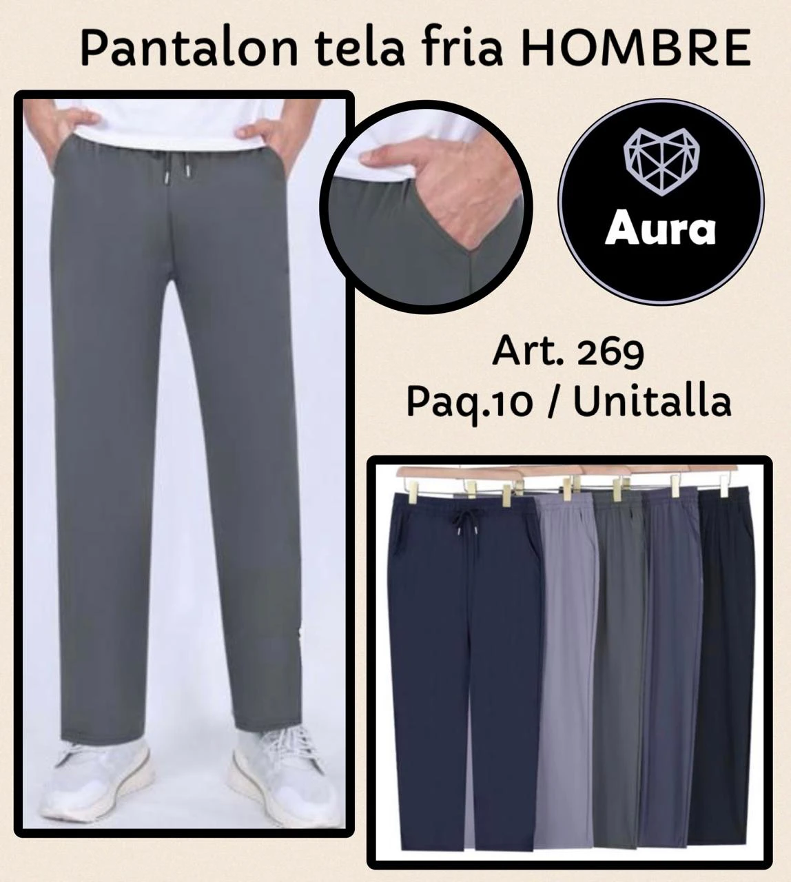 Pantalón de tela fría para hombre-269