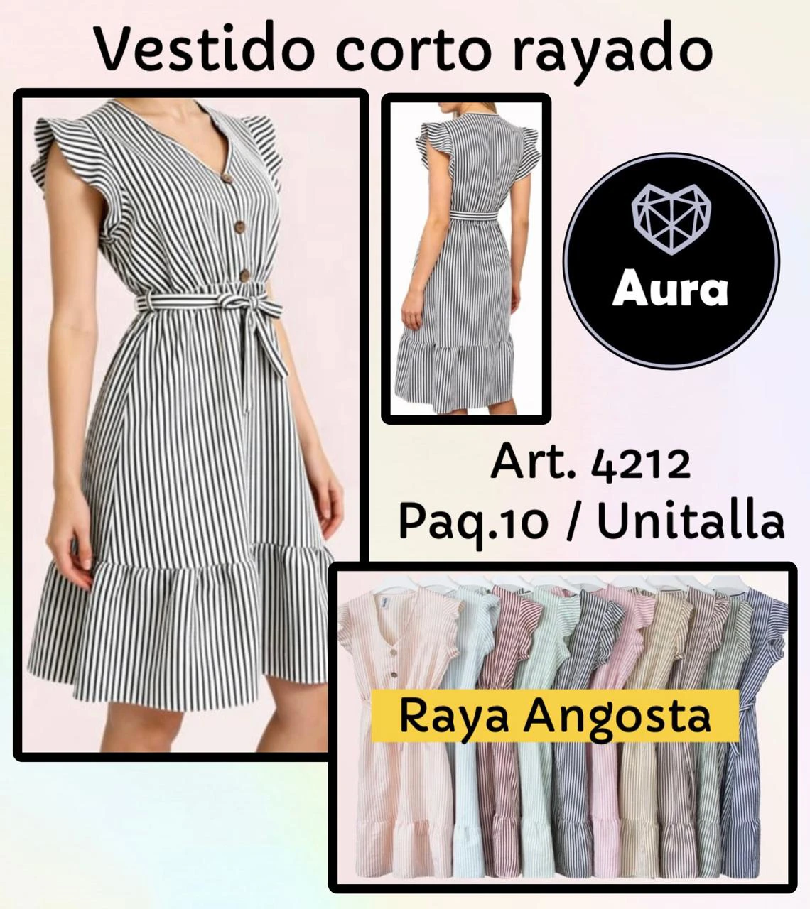 Vestido corto rayado-4212