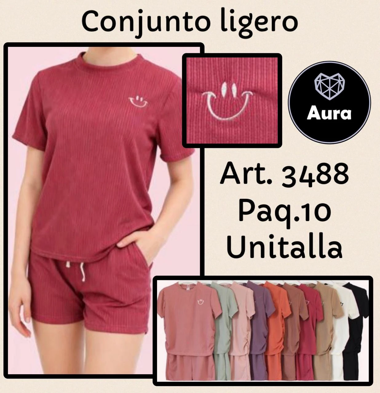 Conjunto de camiseta y shorts ligero-3488