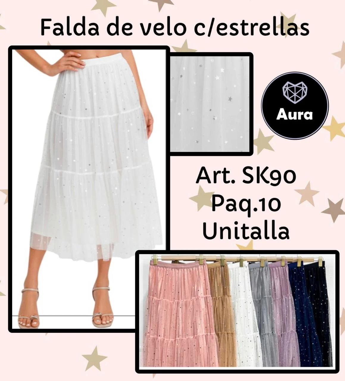 Falda de velo con estrellas-SK90