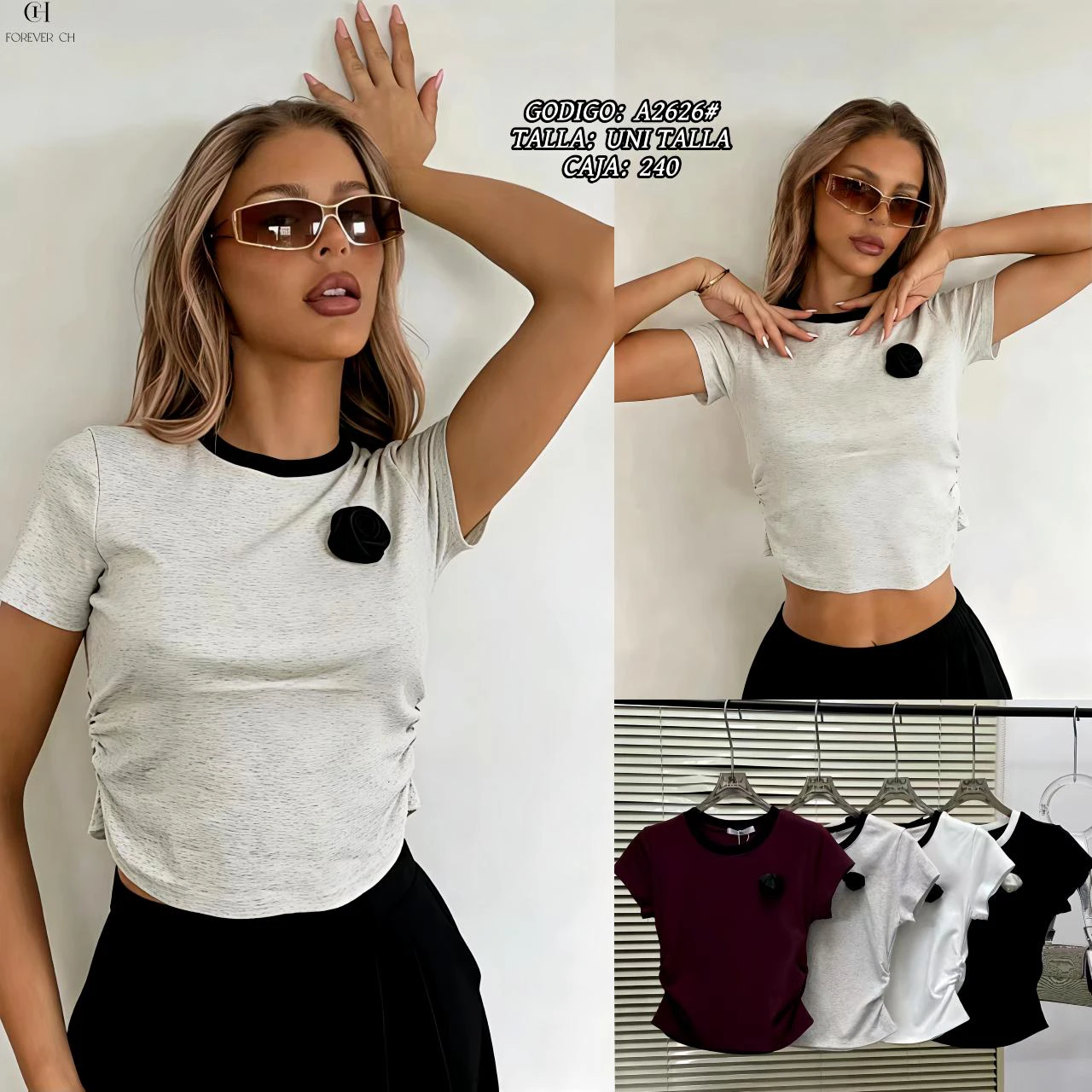 Playera con flor-A2626