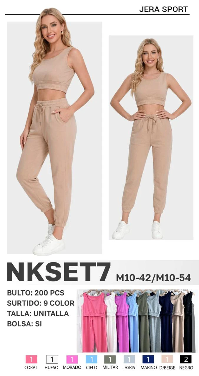 Conjunto Deportivo de Crop Top y Joggers para Mujer-NKSET7