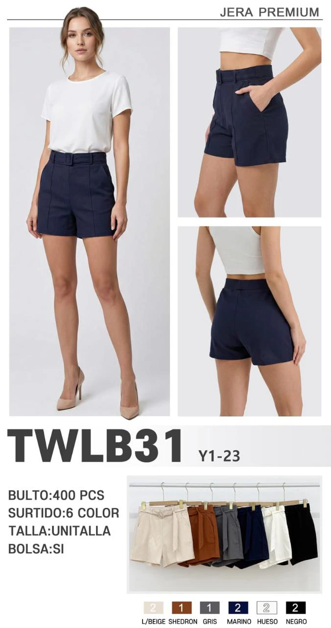 Shorts Casuales con Cinturón-TWLB31