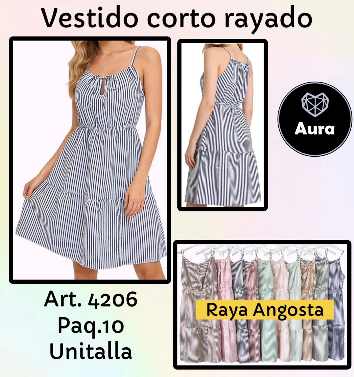Vestido corto rayado-4206