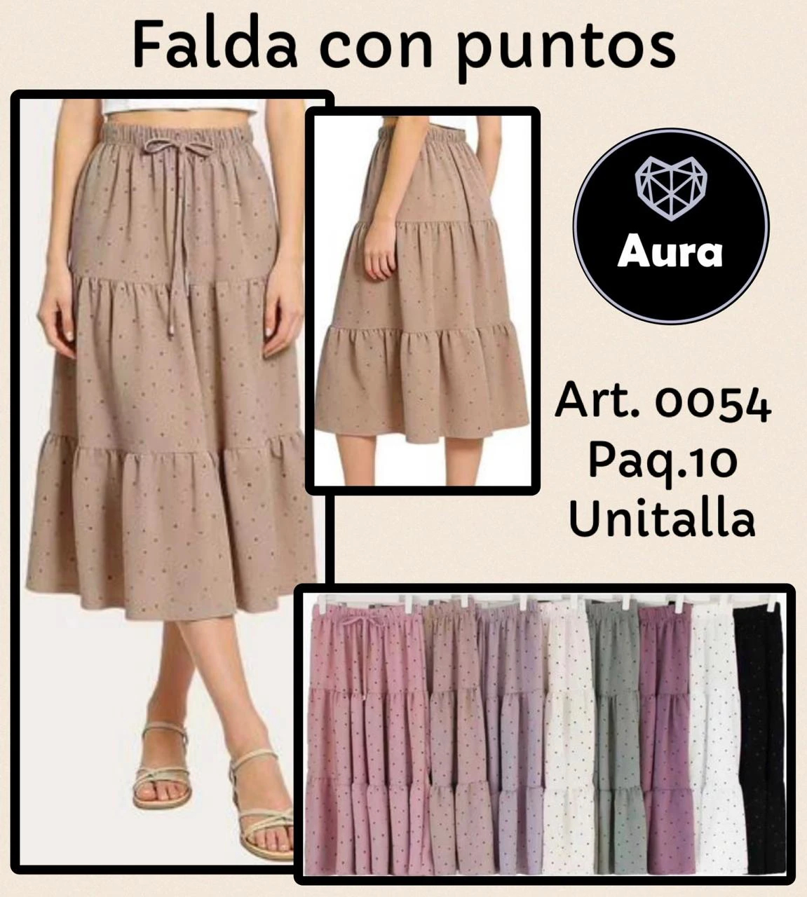 Falda escalonada con puntos-0054
