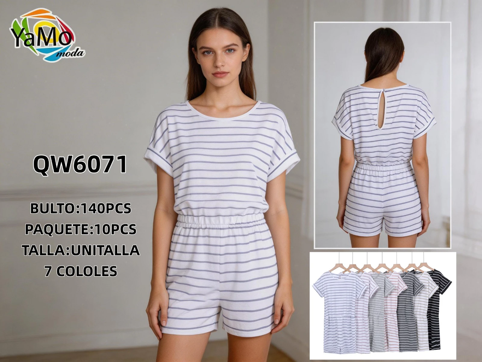 Mono corto de mujer con rayas-QW6071