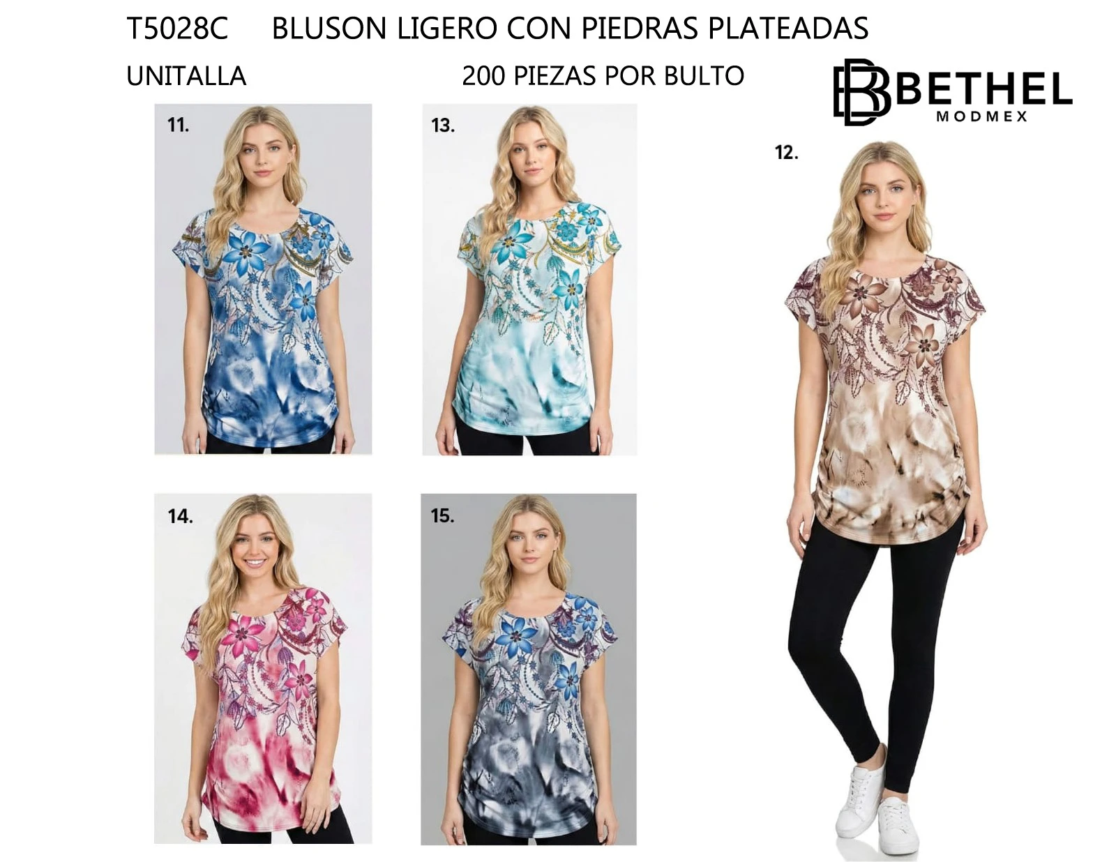 Blusón ligero con piedras plateadas-T5028C