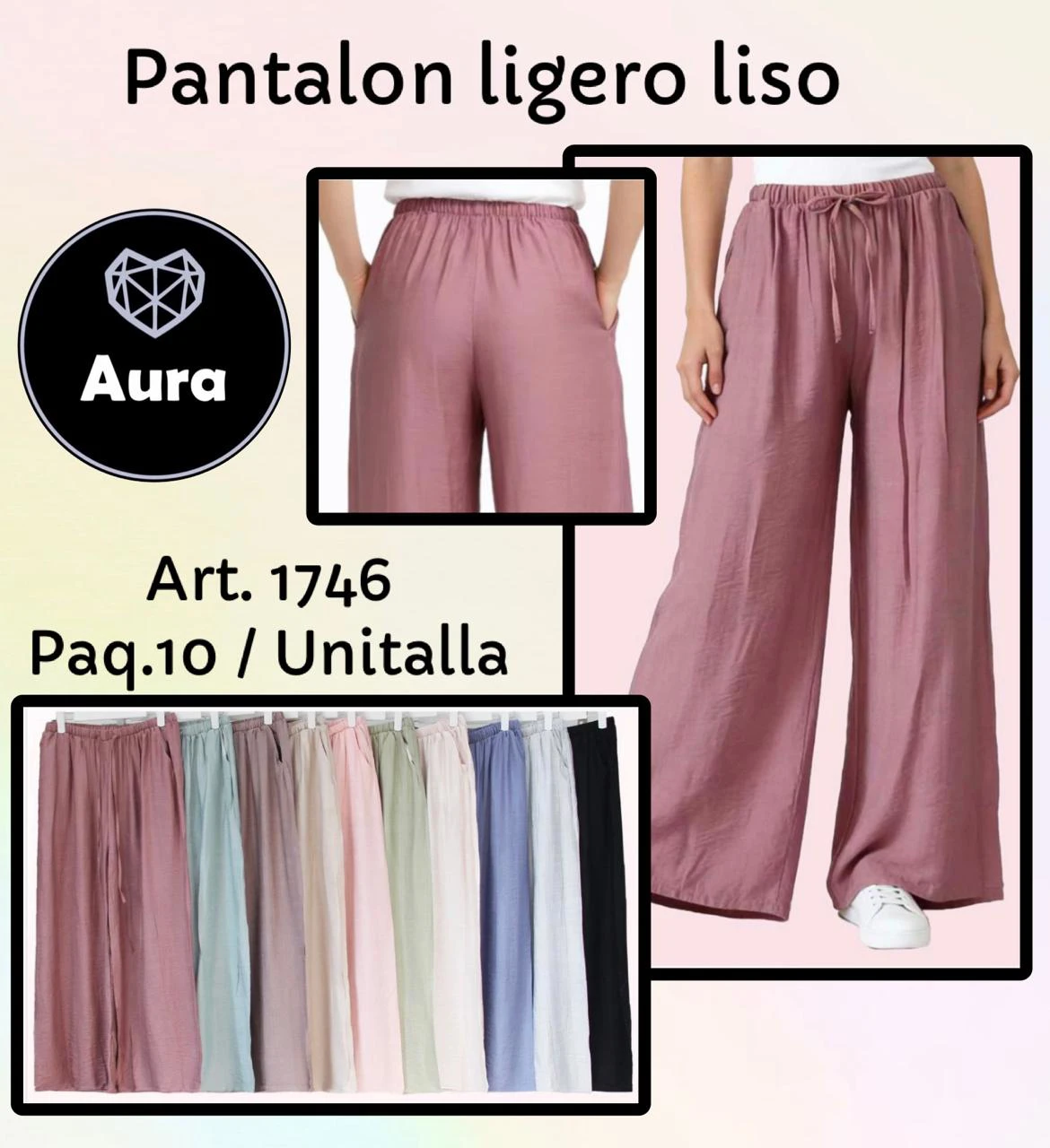 Pantalon ligero liso-1746