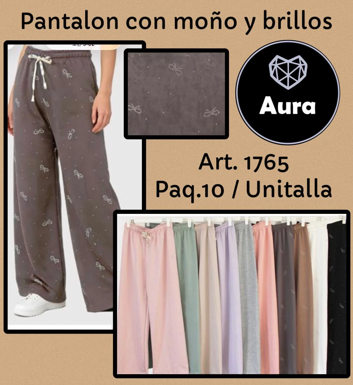 Pantalón con moño y brillos-1765