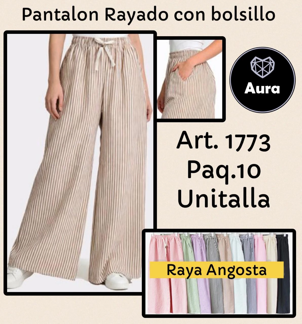 Pantalón Rayado con bolsillo-1773