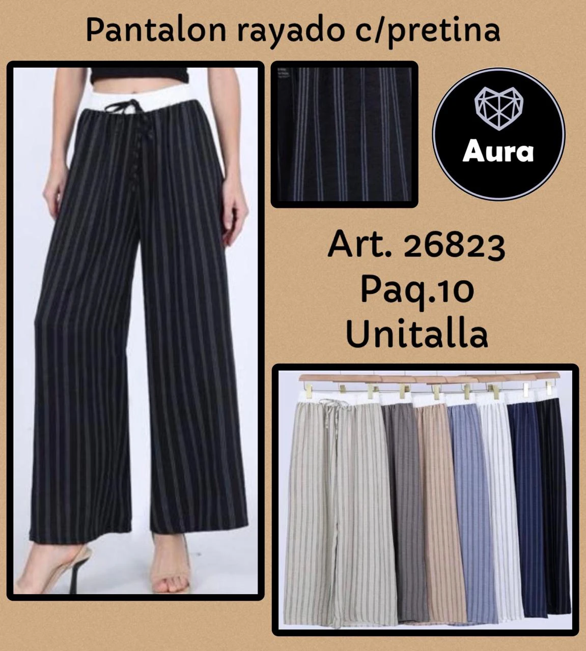 Pantalón rayado con pretina-26823