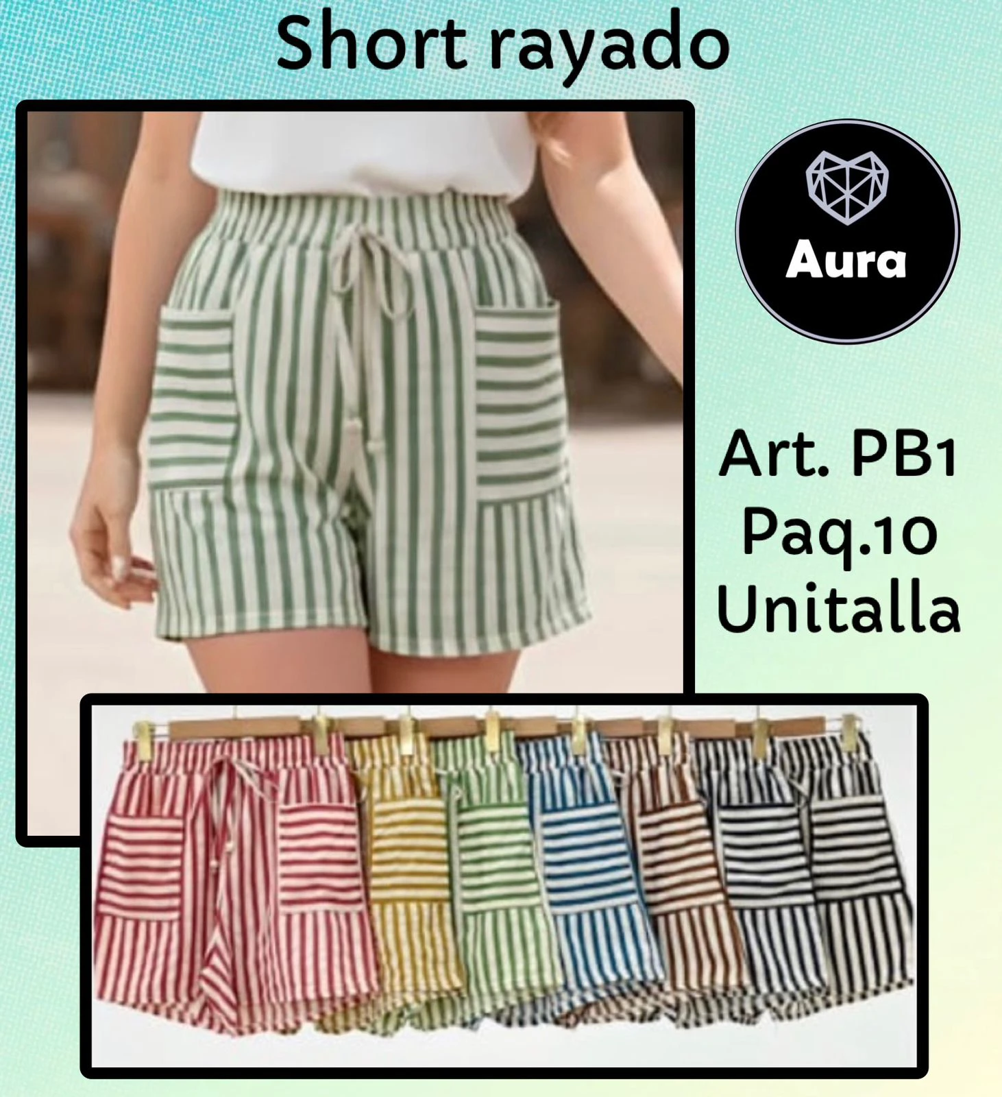 Short rayado con bolsillos-PB1