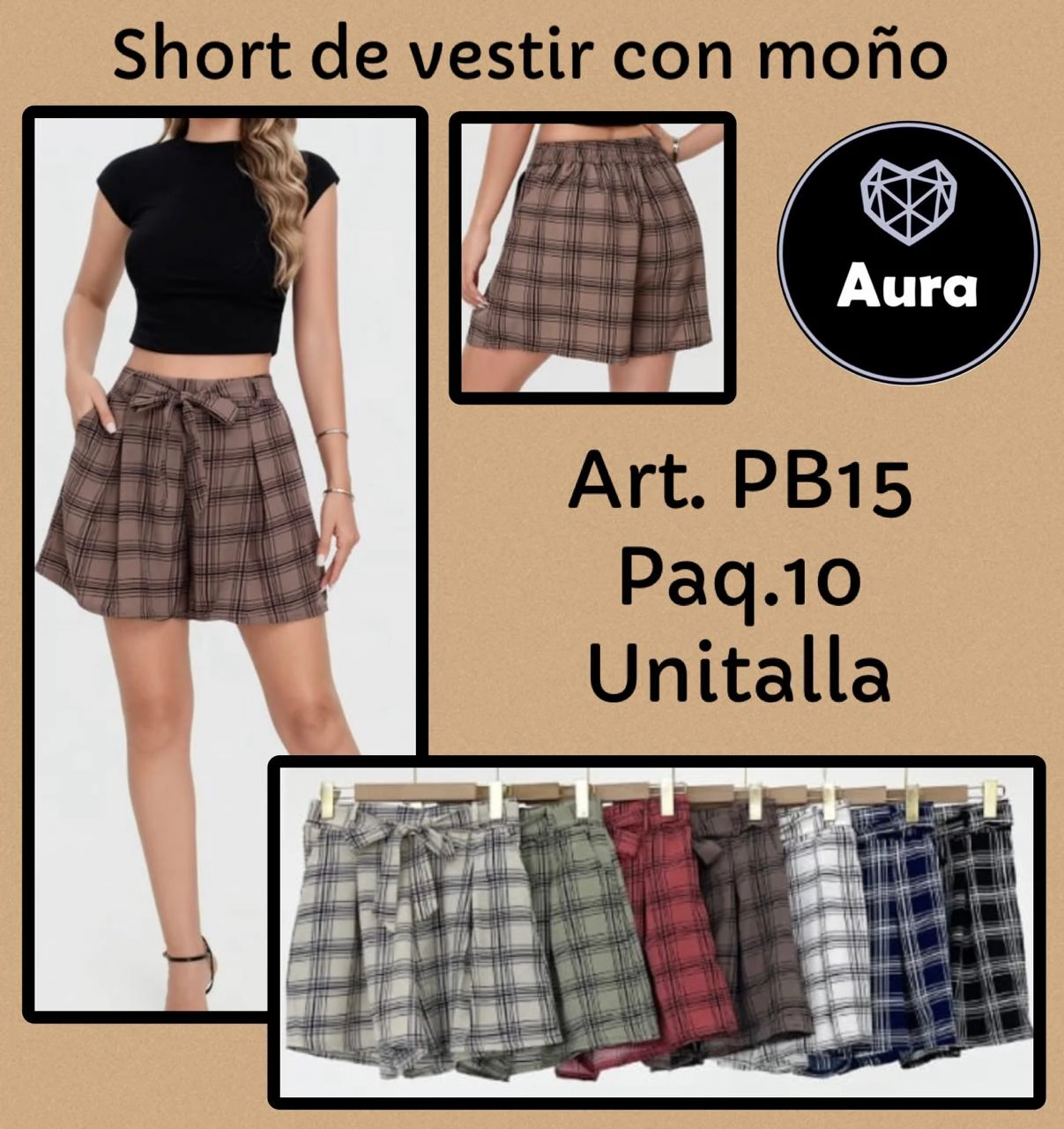 Short de Vestir con Moño Plisado-PB15