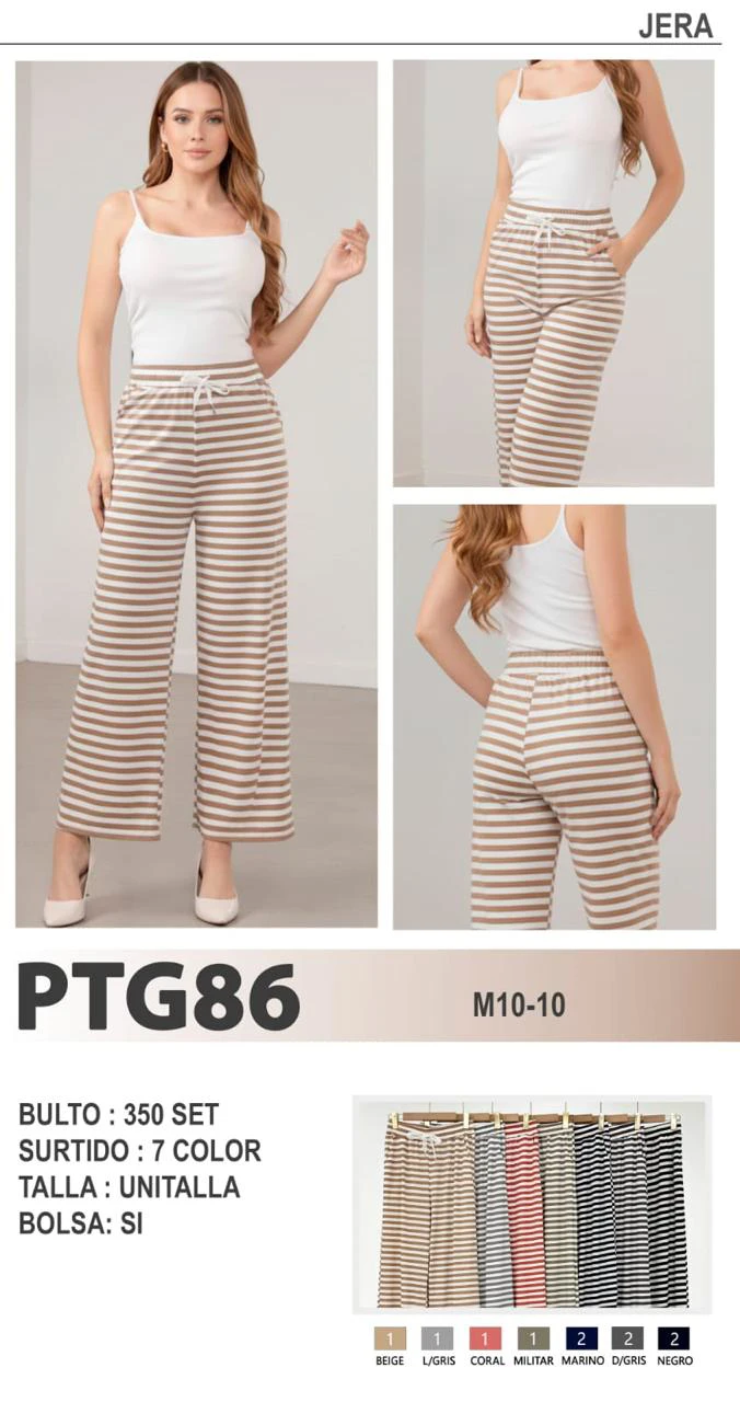 Pantalones palazzo de rayas-PTG86