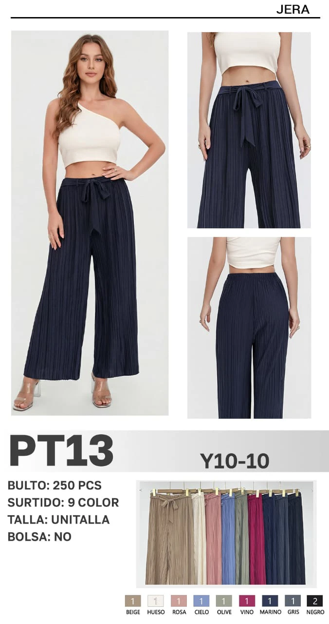 Pantalones plisados de pierna ancha-PT13