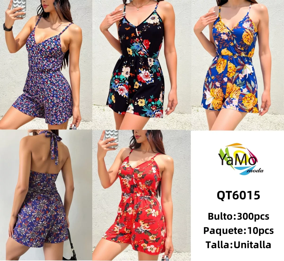 Mono corto estampado floral para mujer-QT6015