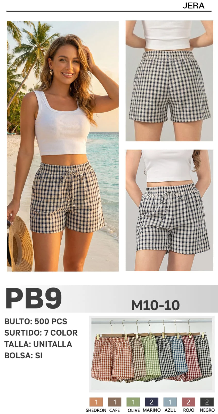 Shorts a cuadros con cordón-PB9