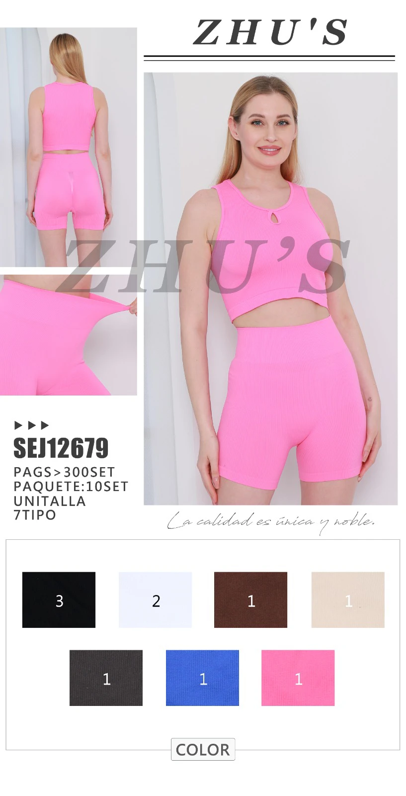 Conjunto de Top y Short Deportivo Acanalado-SEJ12679