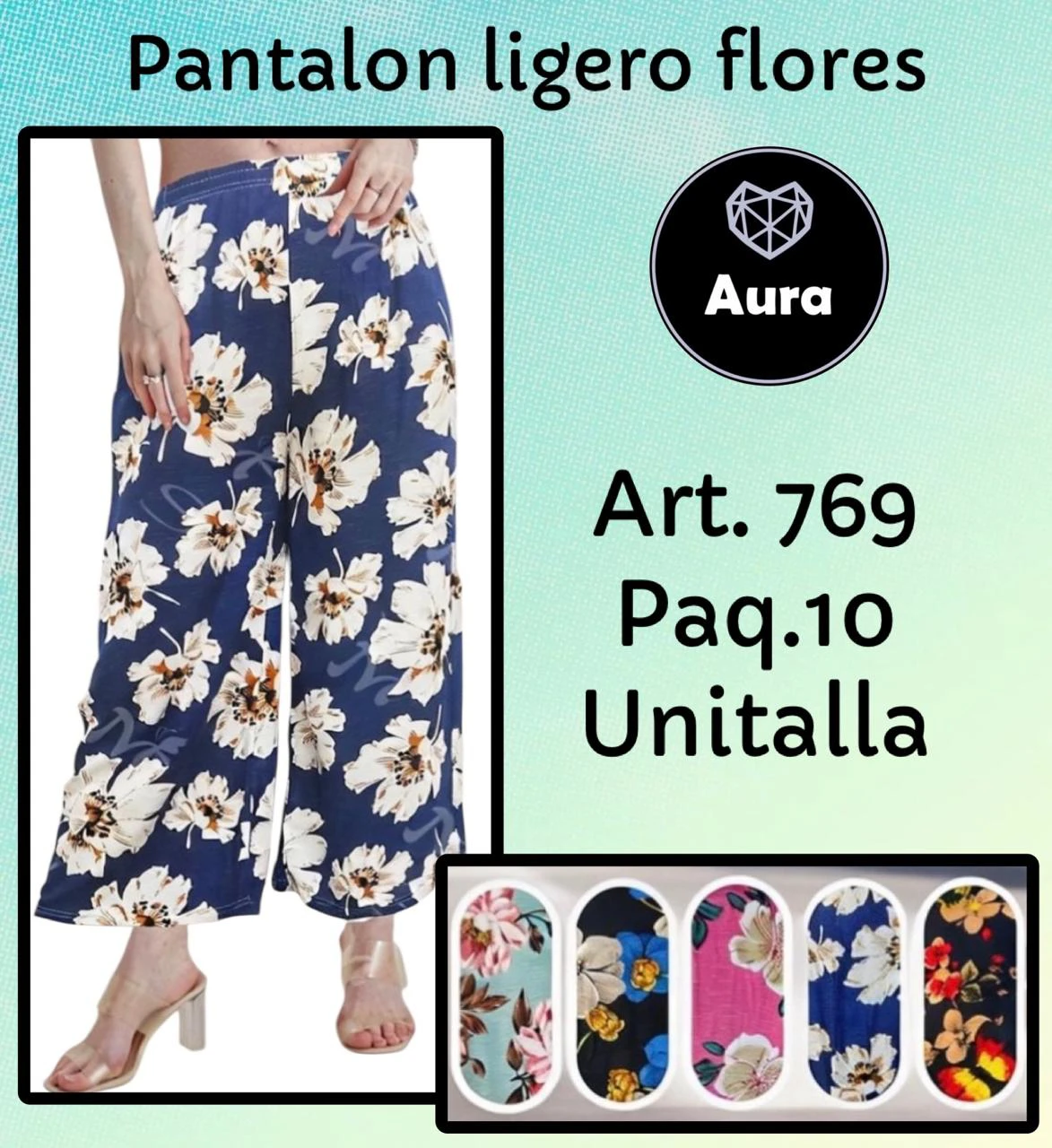 Pantalón ligero de flores-769