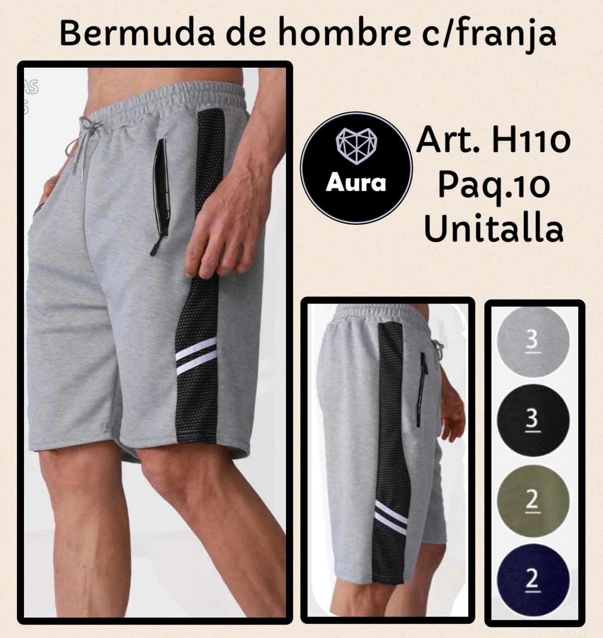 Bermuda de hombre con franja-H110