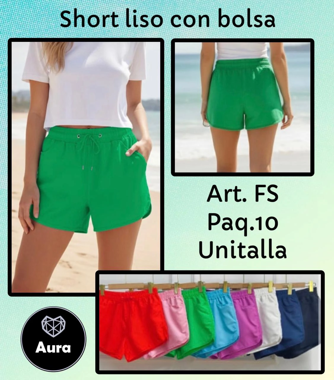 Short liso con bolsa-FS