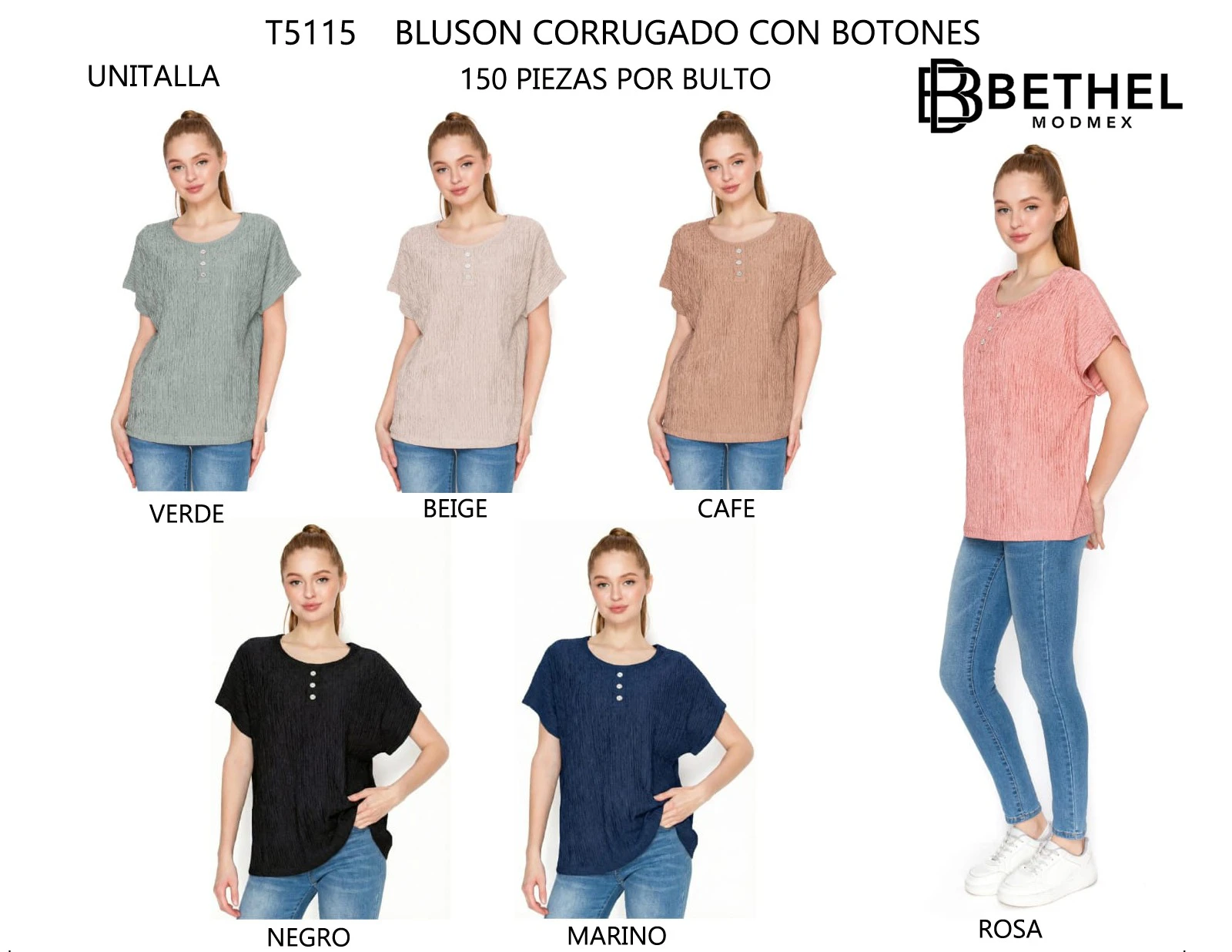 Blusón Corrugado con Botones-T5115
