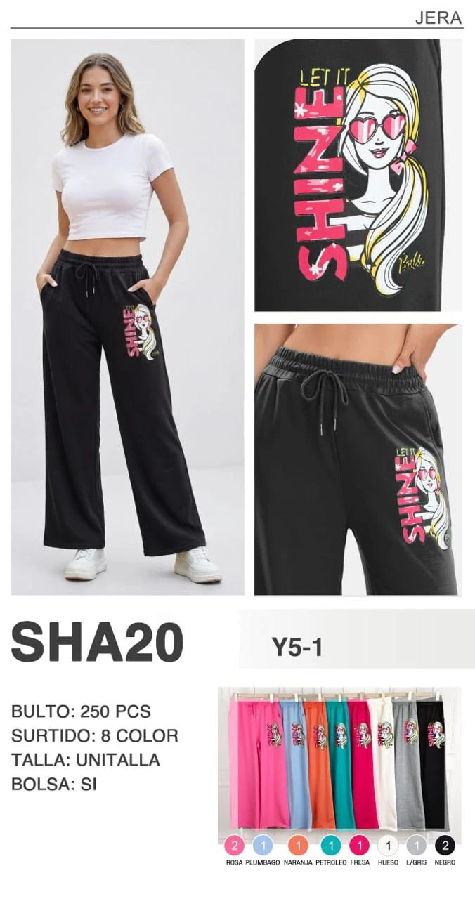Joggers deportivos Barbie con estampado-SHA20