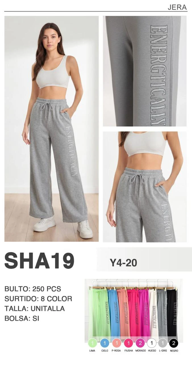 Pantalones deportivos anchos con estampado ‘ENERGETICALLY’-SHA19