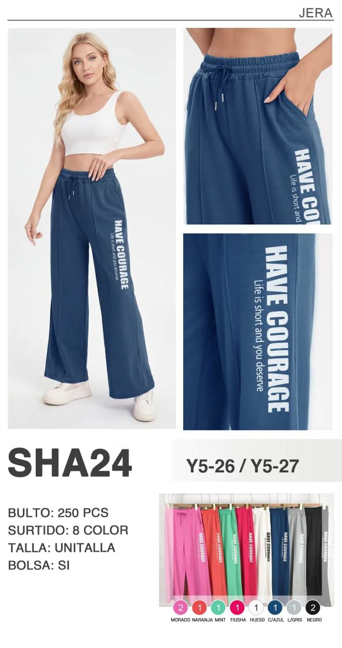 Pantalones deportivos de mujer con estampado lateral-SHA24