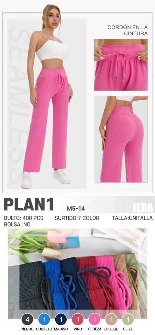 Pantalón deportivo de mujer con cordón en la cintura-B-PLAN1