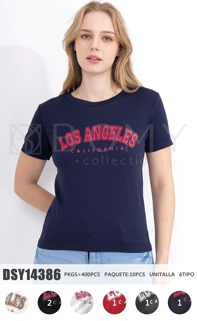 Playera de manga corta con estampado de Los Angeles California-DSY14386