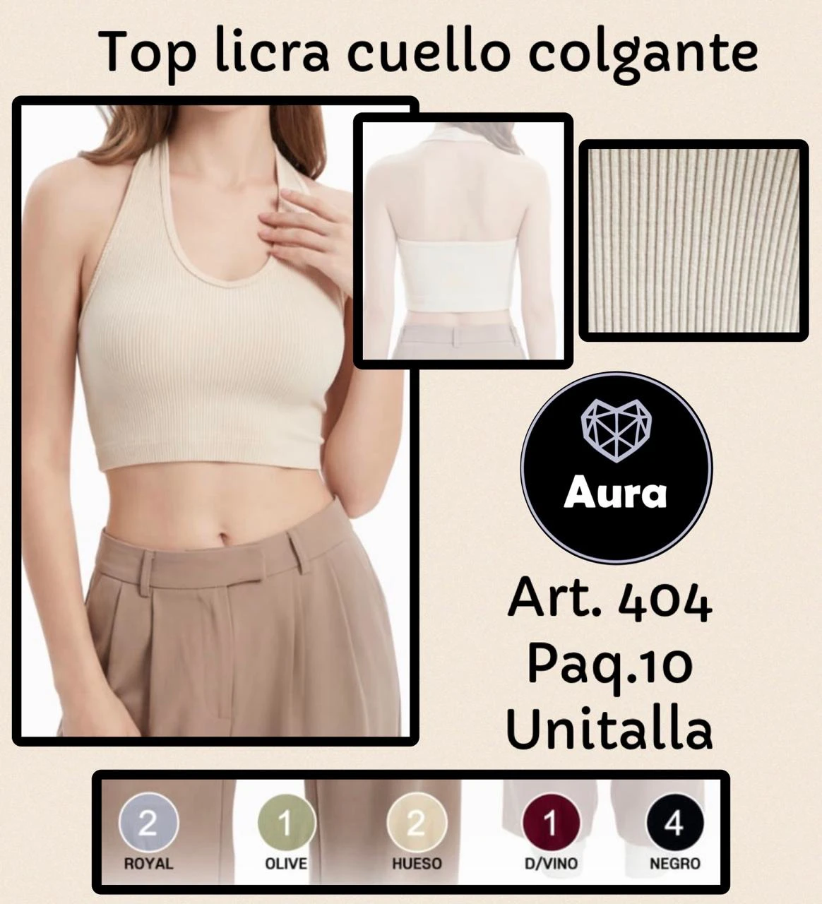 Top licra cuello colgante-404