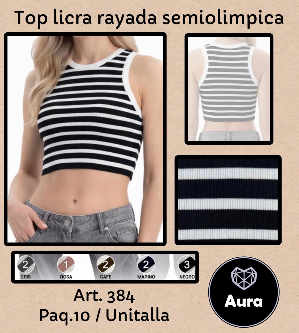 Top licra rayada semiolímpica-384