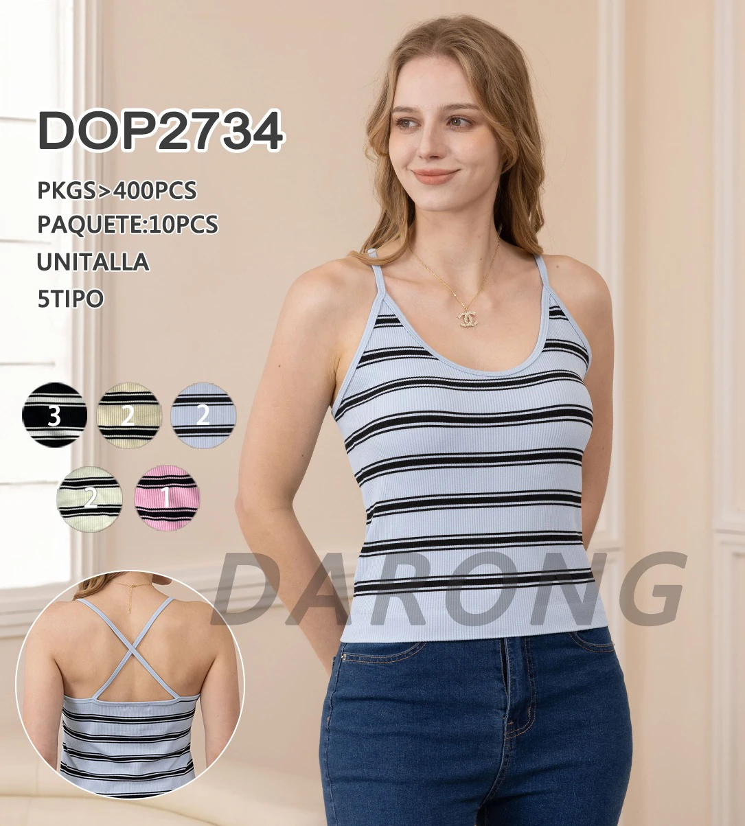 Top de tirantes a rayas-DOP2734