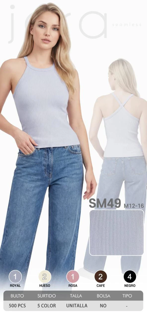 Top acanalado halter sin mangas-SM49