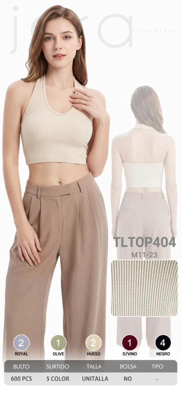 Top halter acanalado sin mangas-TLTOP404
