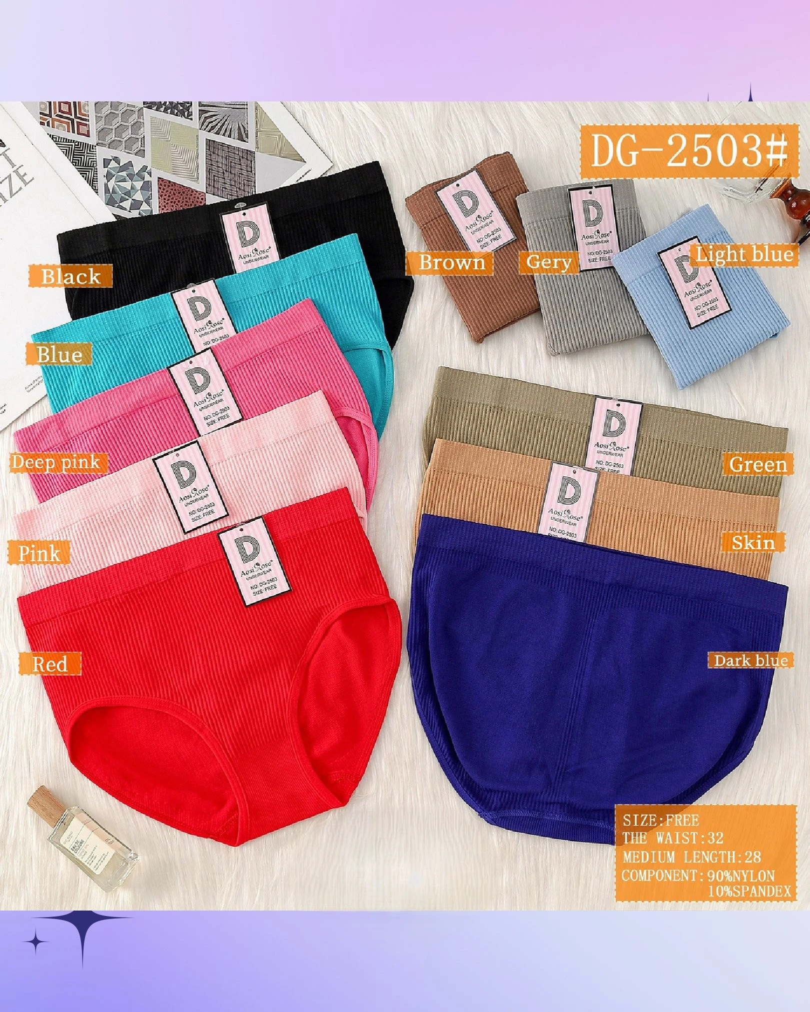 Braguitas acanaladas para mujer-DG-2503