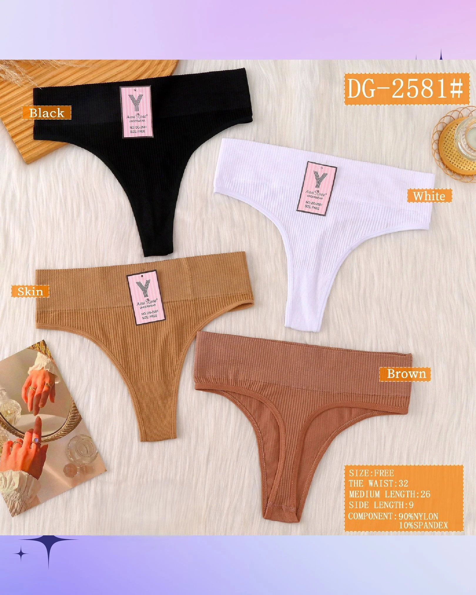 Tanga acanalada sin costuras-DG-2581