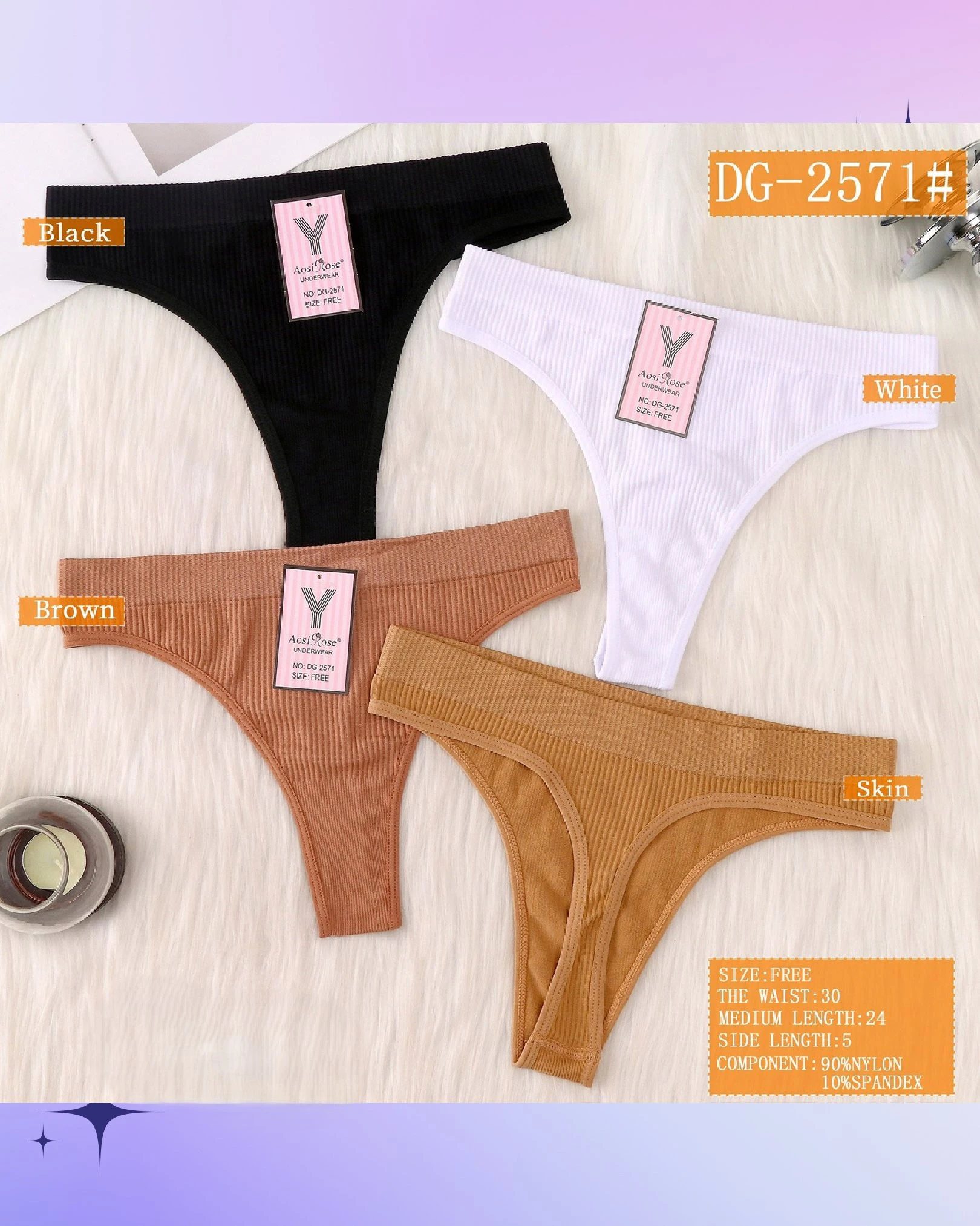 Braguitas tipo tanga de canalé-DG-2571