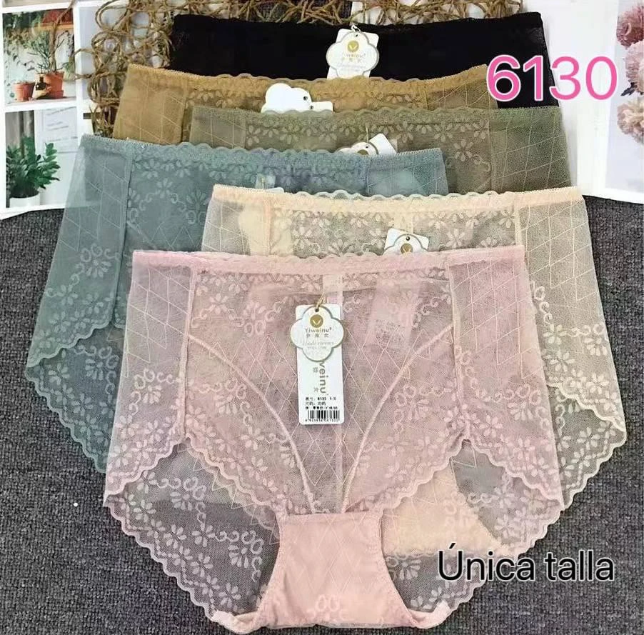 Pantaletas de encaje con diseño floral-6130