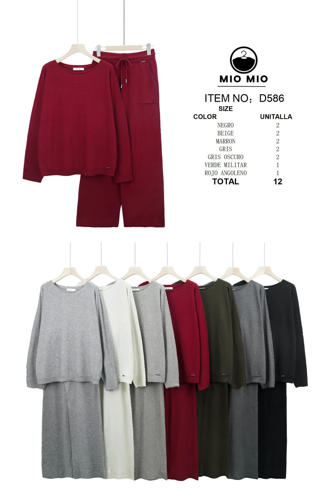 Conjunto de suéter y pantalón de punto-D586