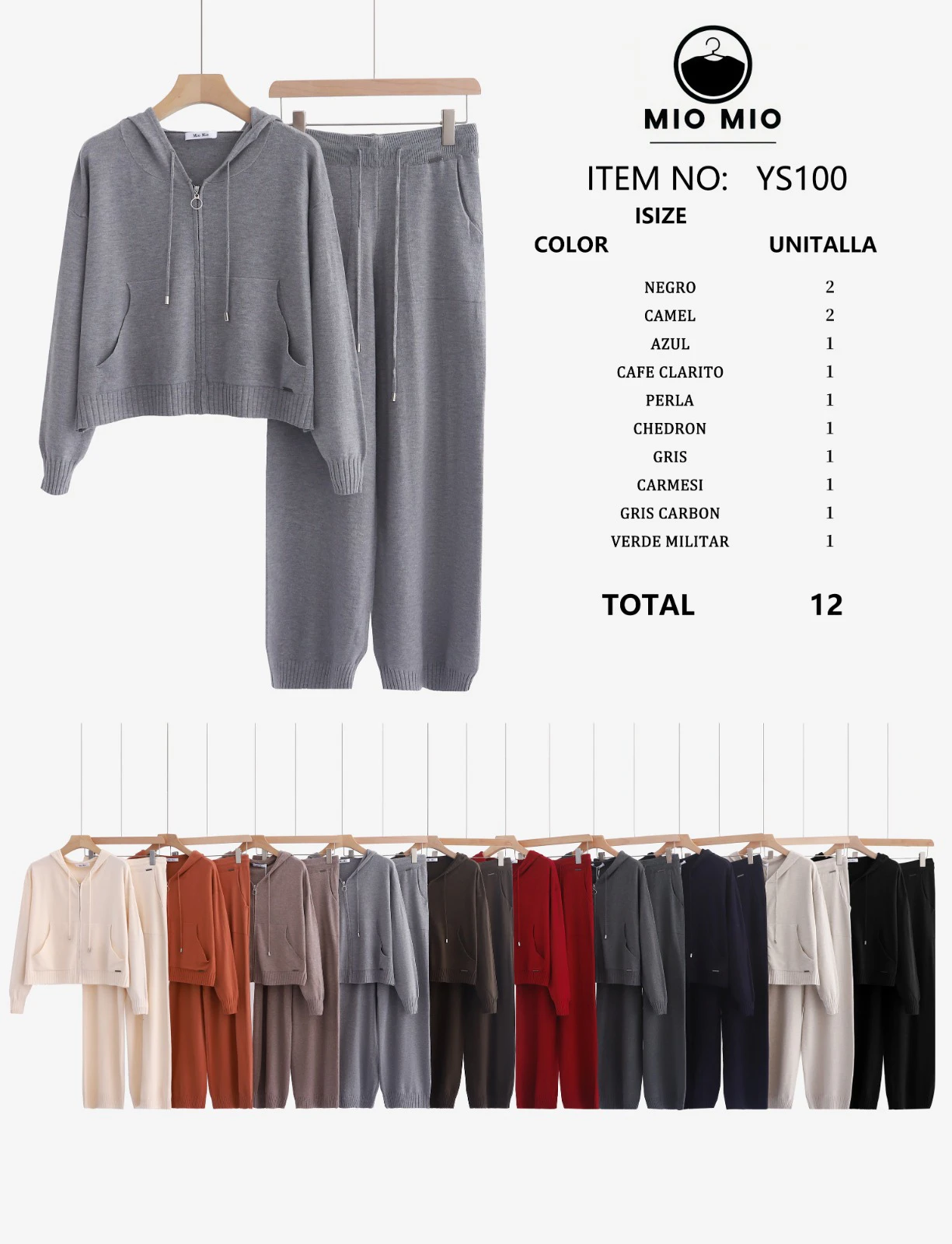 Conjunto deportivo de punto con capucha-YS100