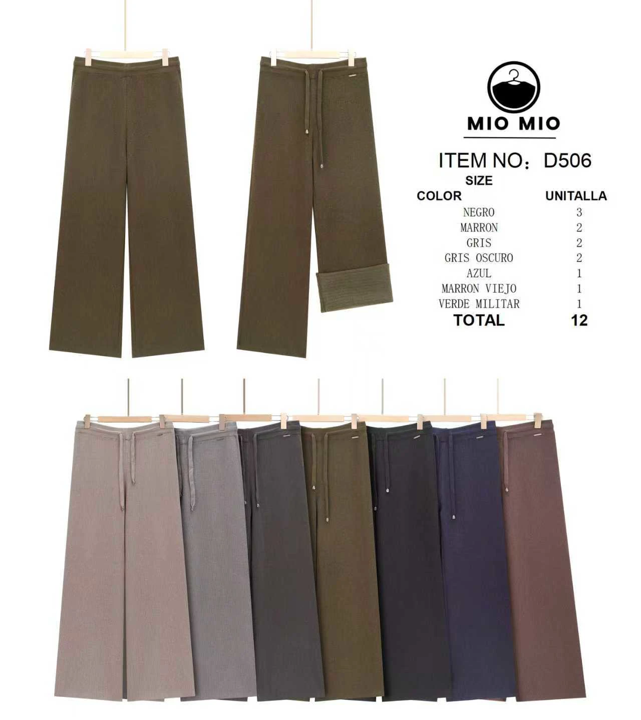 Pantalón de punto ancho-D506